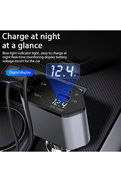 Choice 4In1 4 In 1 120W Car Charger Retractable Car Cigarette Lighter Adapter Usb Type C Fast Charger Cable