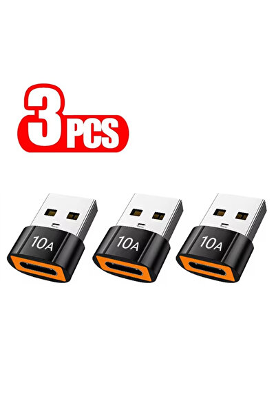 Choice 3Pcs - Black 3 Pcs 10A Type C To Usb Adapter Fast Charging Data Transfer Connector For O...