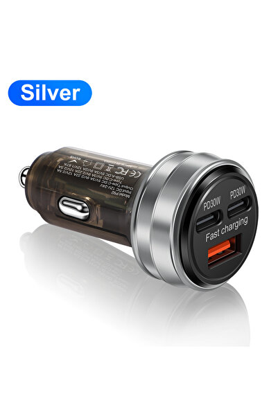 Choice P92 Silver 80W Fast Charger 3 Ports Pd Usb Car Charging Mobile Phone Type-C Adapter Quick Charger In