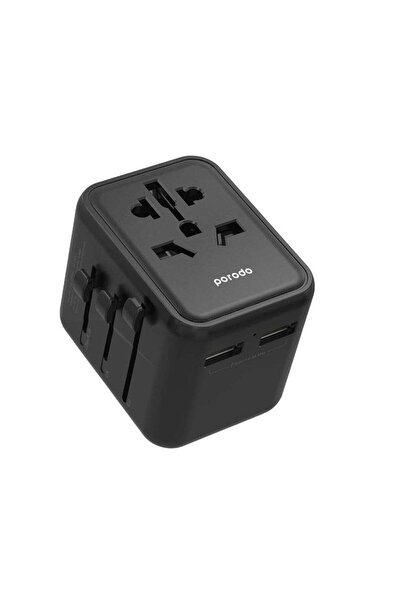 Porodo Dual Usb-A Universal Travel Adapter 2.4A, Lightweight & Portable, Travel Friendly, Fast Charg