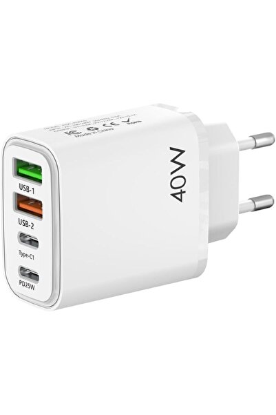 Arabest Eu Travel Adapter Charger, Fast Charging With 2 Usb-C And 2 Usb-A Ports, European Wall Plug