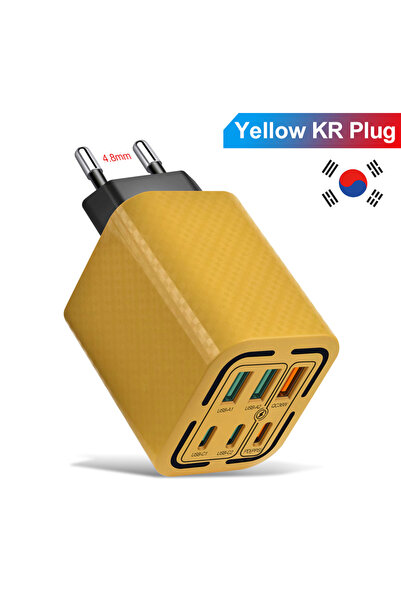 Choice Bk320-3A3C Kr Yellow 3Pd+3Usb Charger Wall Adapter Qc 3.0 Total 100W Fast Charging Phone Chargers Eu