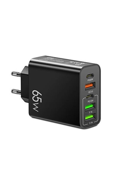 Choice Eu Black Total 65W Fast Charger Pd 20W 5 Ports Usb Charger Qc 3.0 Phone Adapter For ...