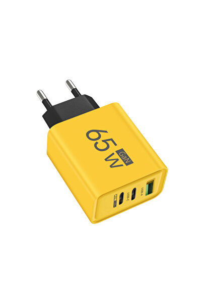 Choice Eu Yellow 3 Ports Pd 65W Usb Fast Charge Charger Type C Mobile Phone Quick Charging Adapter For Ipho